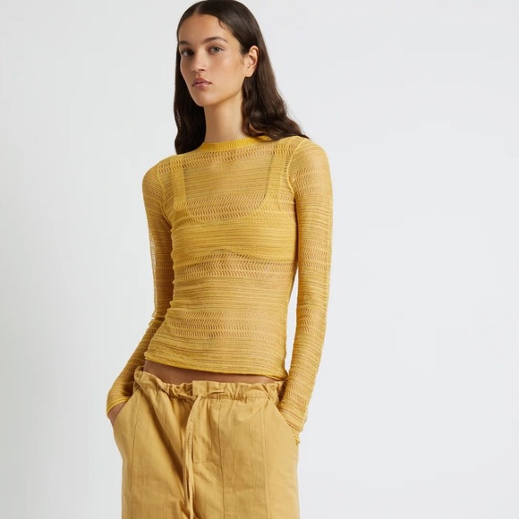 Yellow Sheer Knit Top with under tank - Picture 3 of 13
